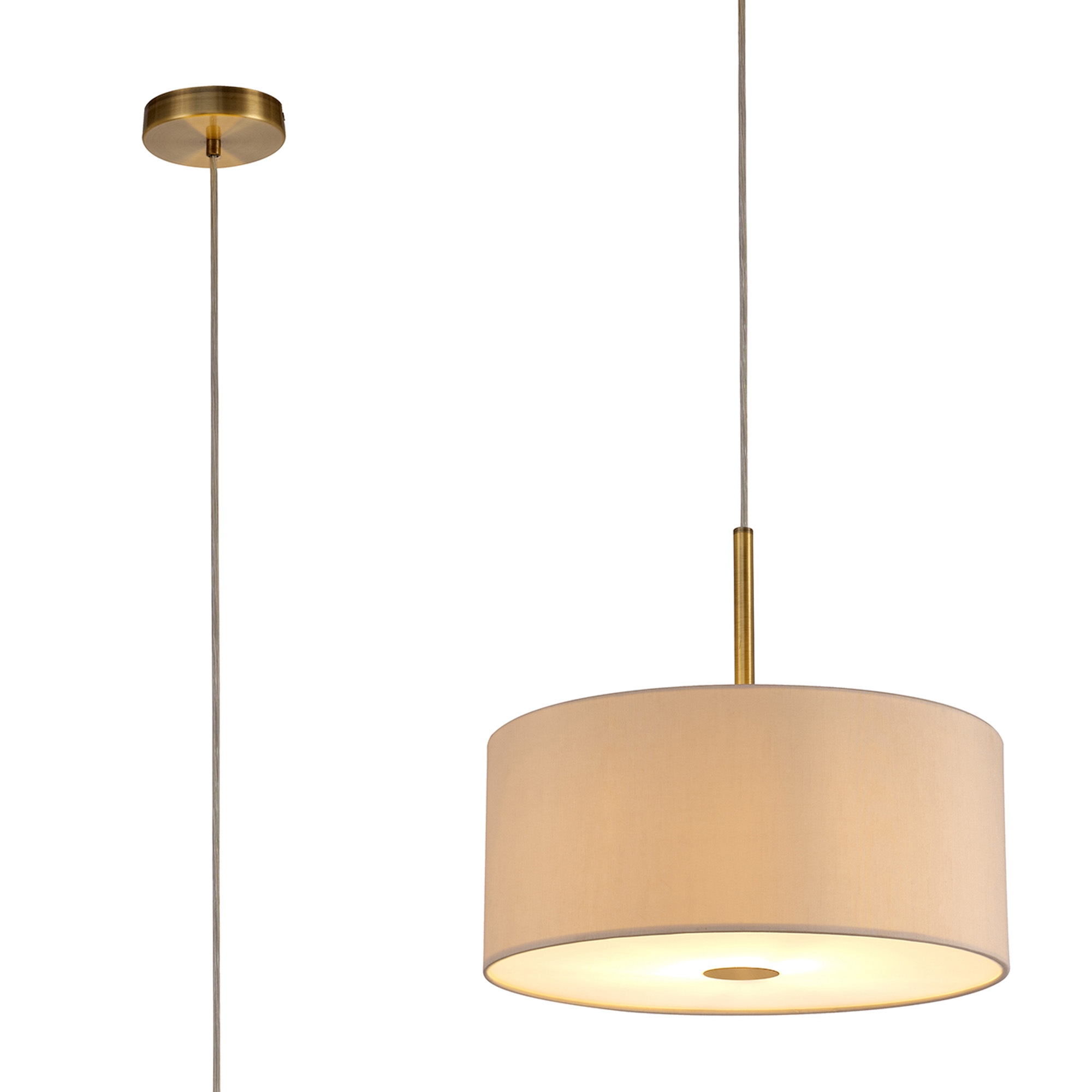 Baymont 40cm Pendant 1 Light Antique Brass, Nude Beige/Moonlight, Frosted Diffuser